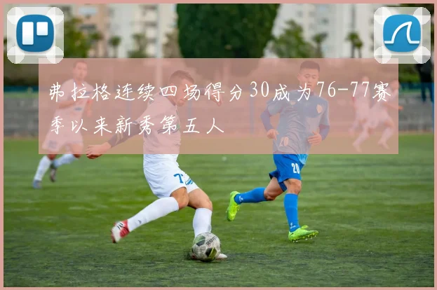 弗拉格连续四场得分30成为76-77赛季以来新秀第五人