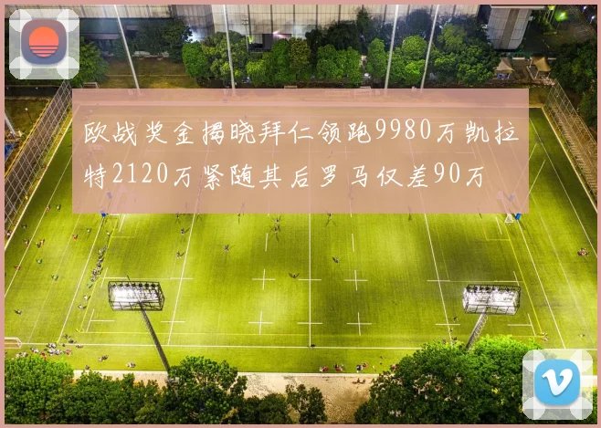 欧战奖金揭晓拜仁领跑9980万凯拉特2120万紧随其后罗马仅差90万